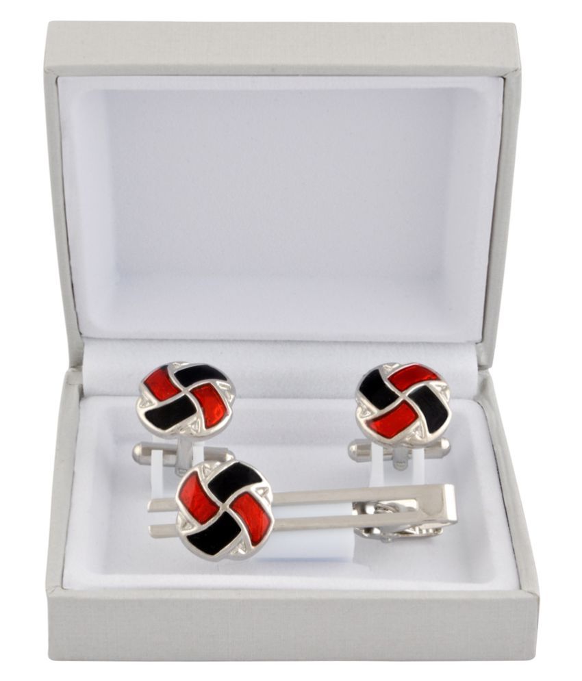 CUFFLINK Men'S TIEPIN SET RED AND BLACK DIZINE Buy Online at Low Price