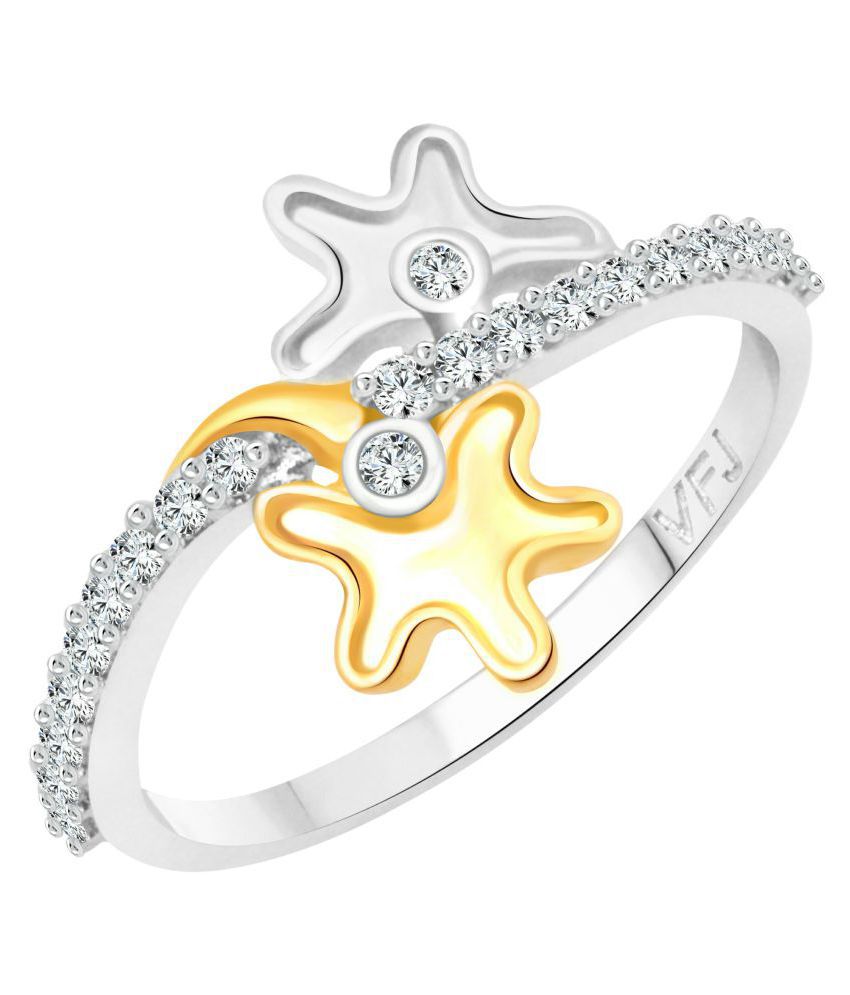     			Vighnaharta Couple Star CZ Rhodium Plated Alloy Ring for Women and Girls - [VFJ1246FRR16]