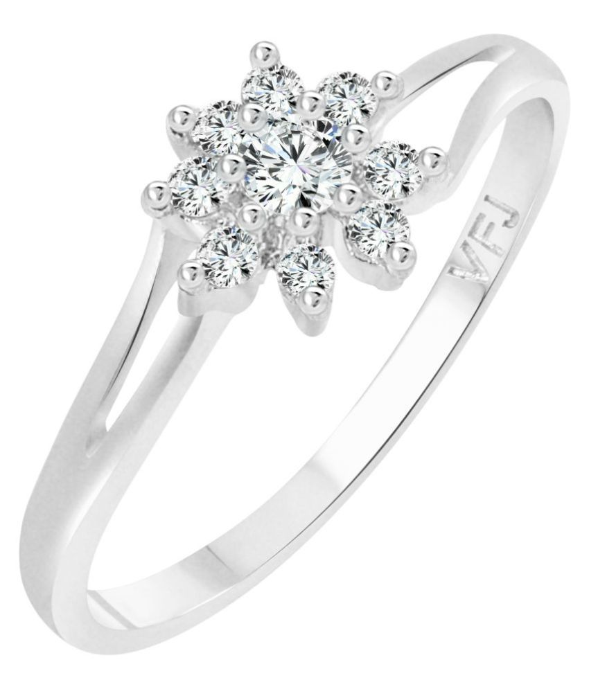     			Vighnaharta Flory Solitaire CZ Rhodium Plated Alloy Ring for Women and Girls - [VFJ1254FRR10]