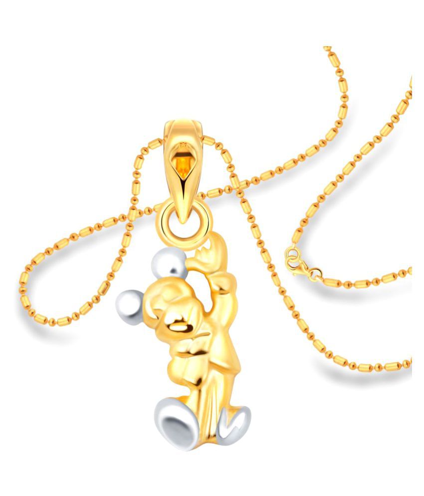     			Vighnaharta Kids Mickey Mouse Plain Gold and Rhodium Plated Alloy Pendant with Chain for Baby Boys and Baby Girls - [VFJ1231PG]