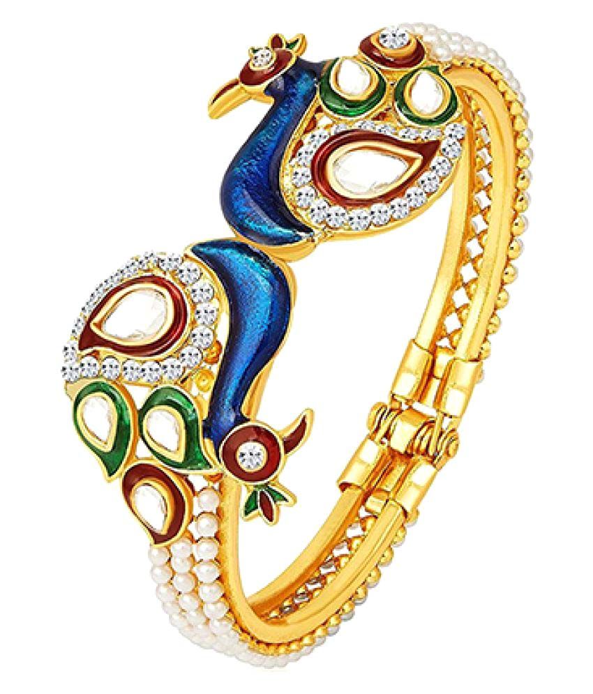     			Zeneme Gold Plated Vibrant Peacock Bracelet ( 1 Piece)