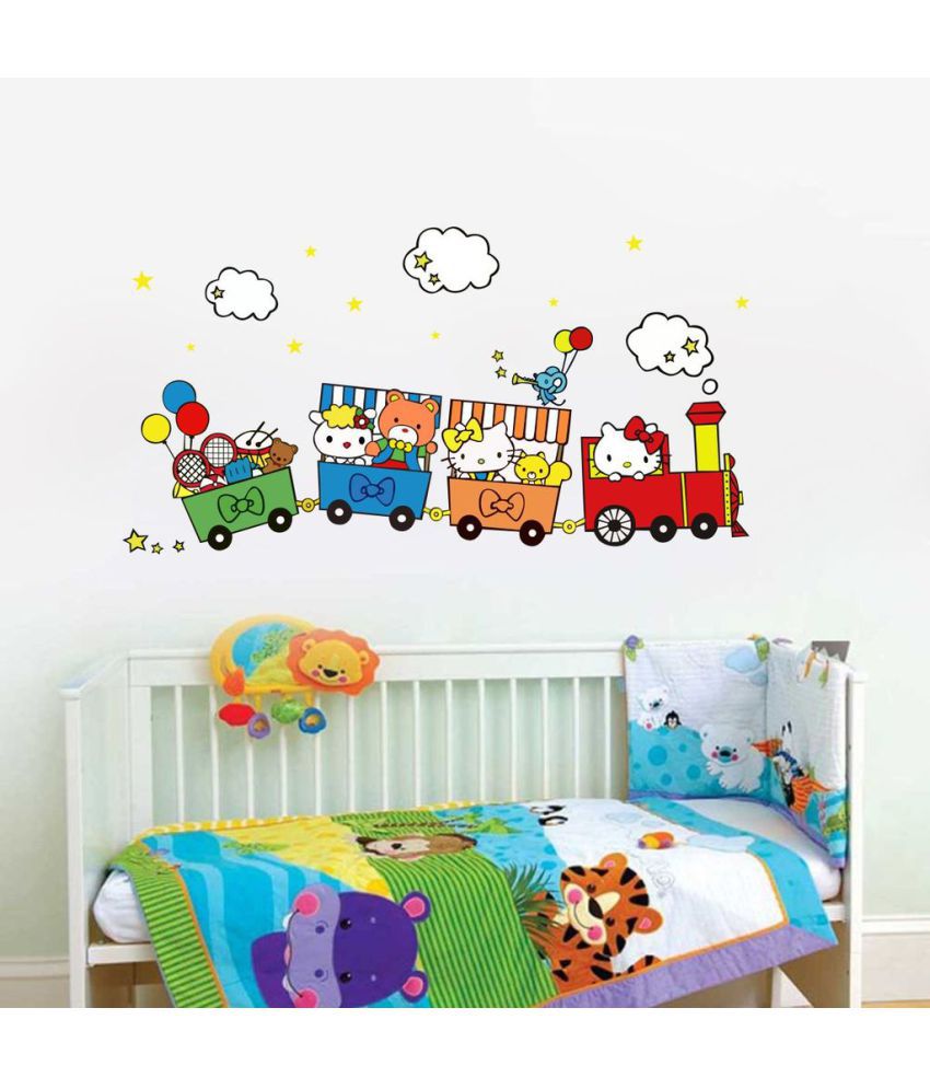     			Decor Villa Baby Train PVC Multicolour Wall Sticker - Pack of 1