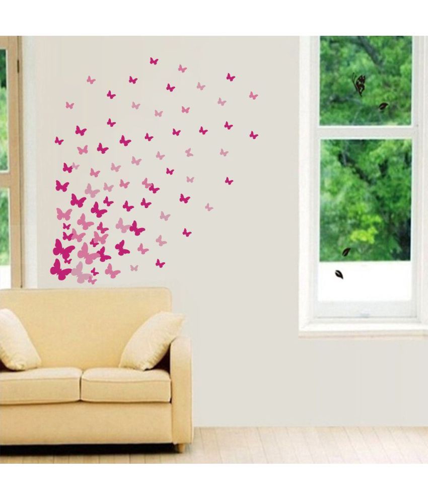     			Decor Villa Butterfly PVC Pink Wall Sticker - Pack of 1