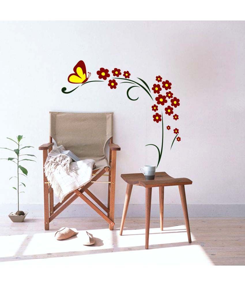     			Decor Villa Yello butterfly PVC Multicolour Wall Sticker - Pack of 1