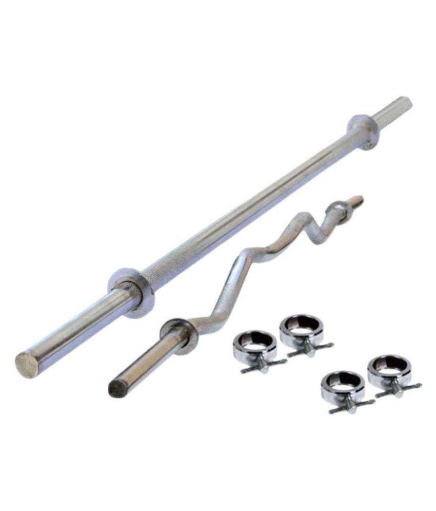 Fitfly 50kg Home Gym Set with 3ft Curl,5ft Straight Rod,14" Dumbbell