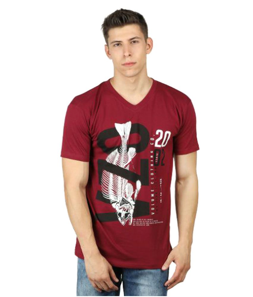 Volume Zero Maroon V-Neck T-Shirt - Buy Volume Zero Maroon V-Neck T ...