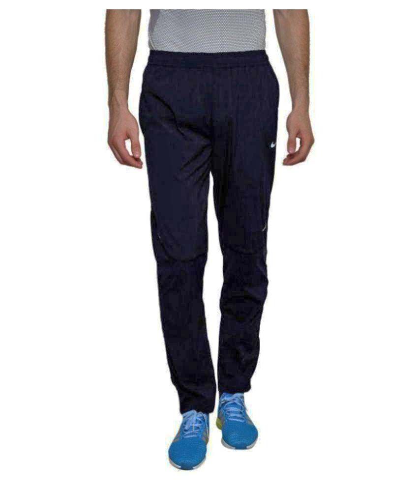 nike navy polyester lycra trackpants