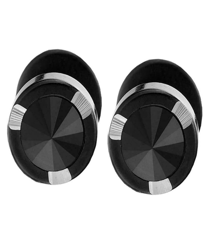Stainless Steel Screw Back Stone Fashion Earrings 2-Piece Men's