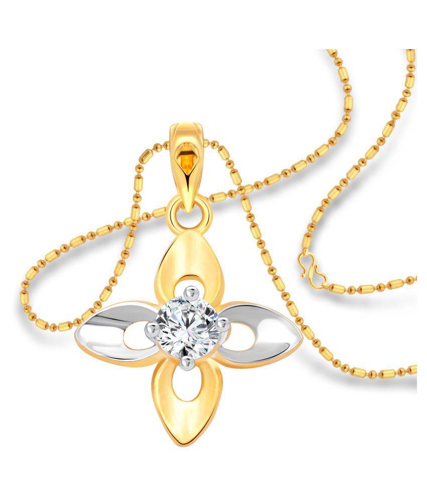    			Vighnaharta Lily Flower Solitaire CZ Gold and Rhodium Plated Alloy Pendant with Chain for Girls - [VFJ1206PG]