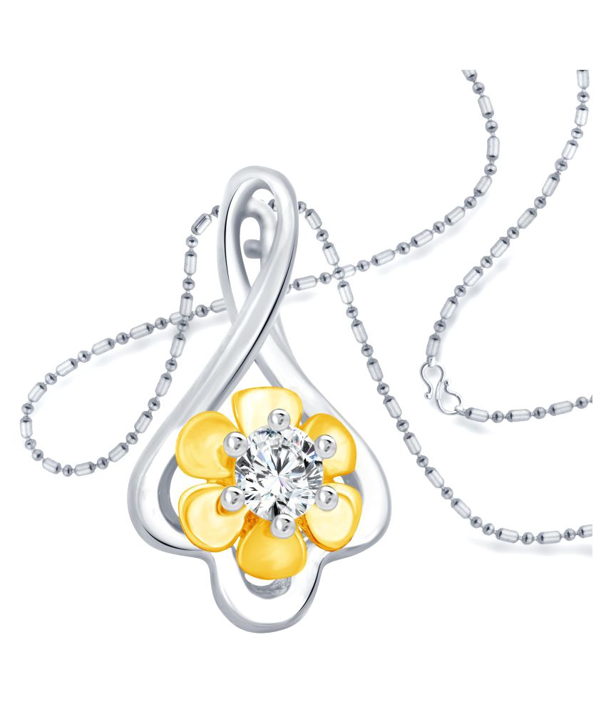     			Vighnaharta Yellow Daisy Flower Solitaire CZ Rhodium Plated Alloy Pendant with Chain for Girls - [VFJ1205PR]