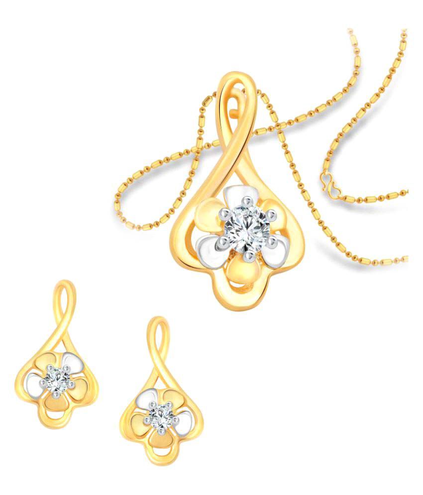    			Vighnaharta Daisy Flower Solitaire CZ Gold and Rhodium Plated Alloy Pendant set for Women and Girls -[VFJ6006PSET-G]
