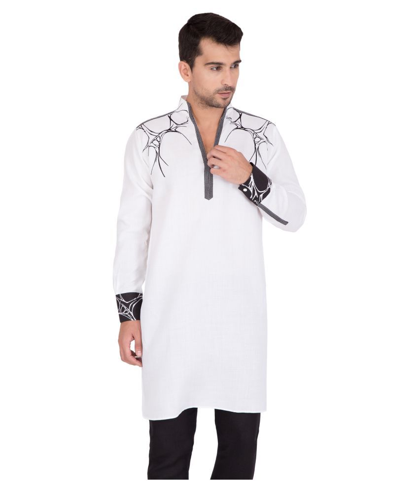 Desam White Linen Kurta Buy Desam White Linen Kurta Online at Low