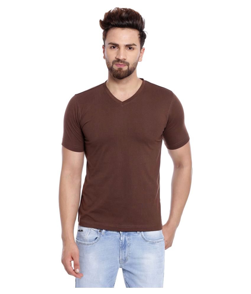 Wall West Brown V-Neck T-Shirt - Buy Wall West Brown V-Neck T-Shirt ...