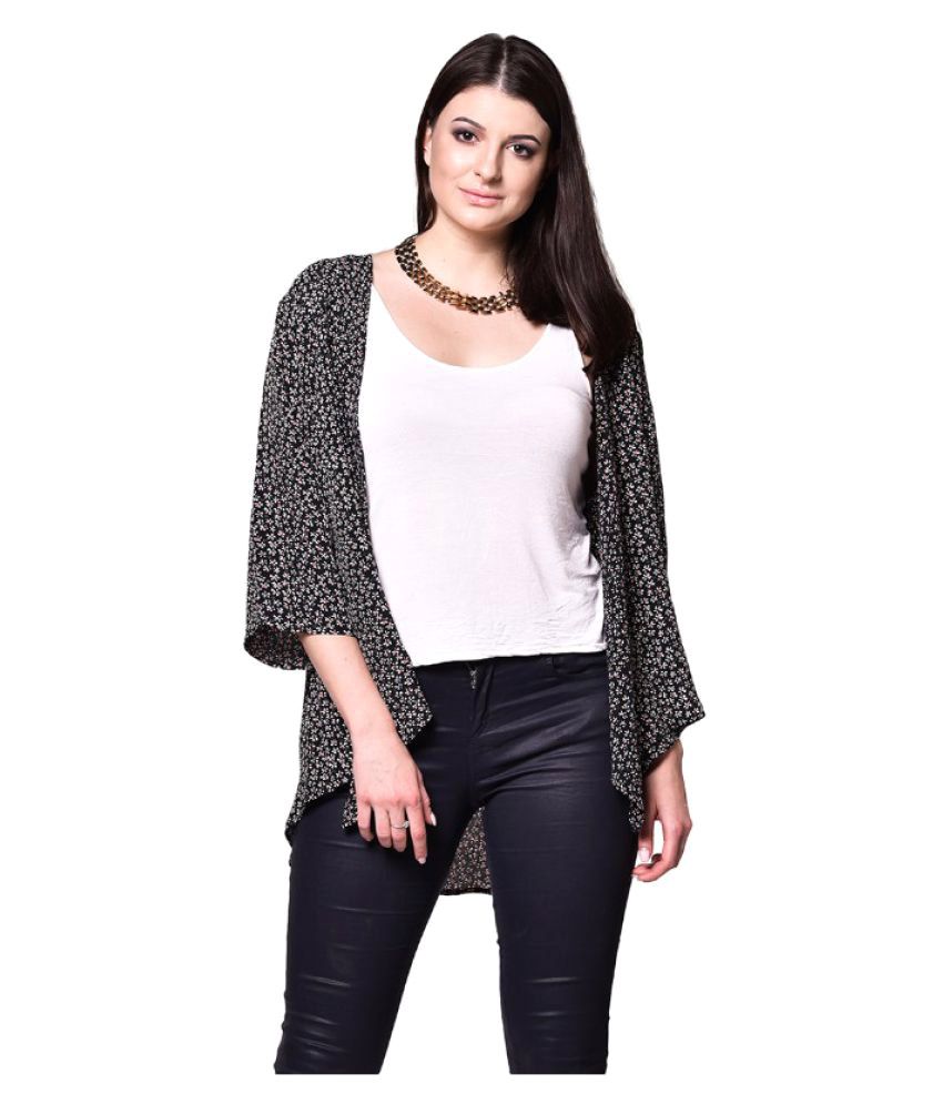 Buy Qurvii Poly Chiffon Plus Size Black Shrug Online at Best Prices in