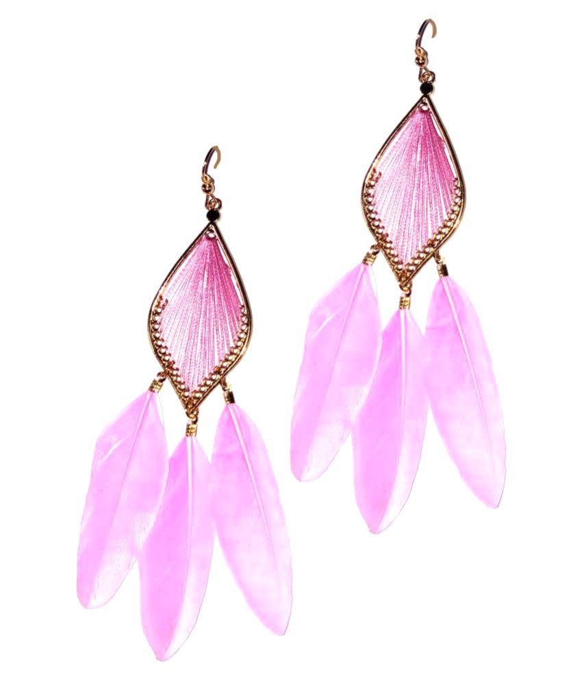 Fashionable Pink Feather Earrings by shrungarika Buy Fashionable Pink