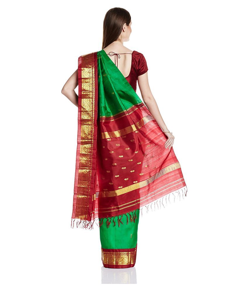 red and green pattu saree