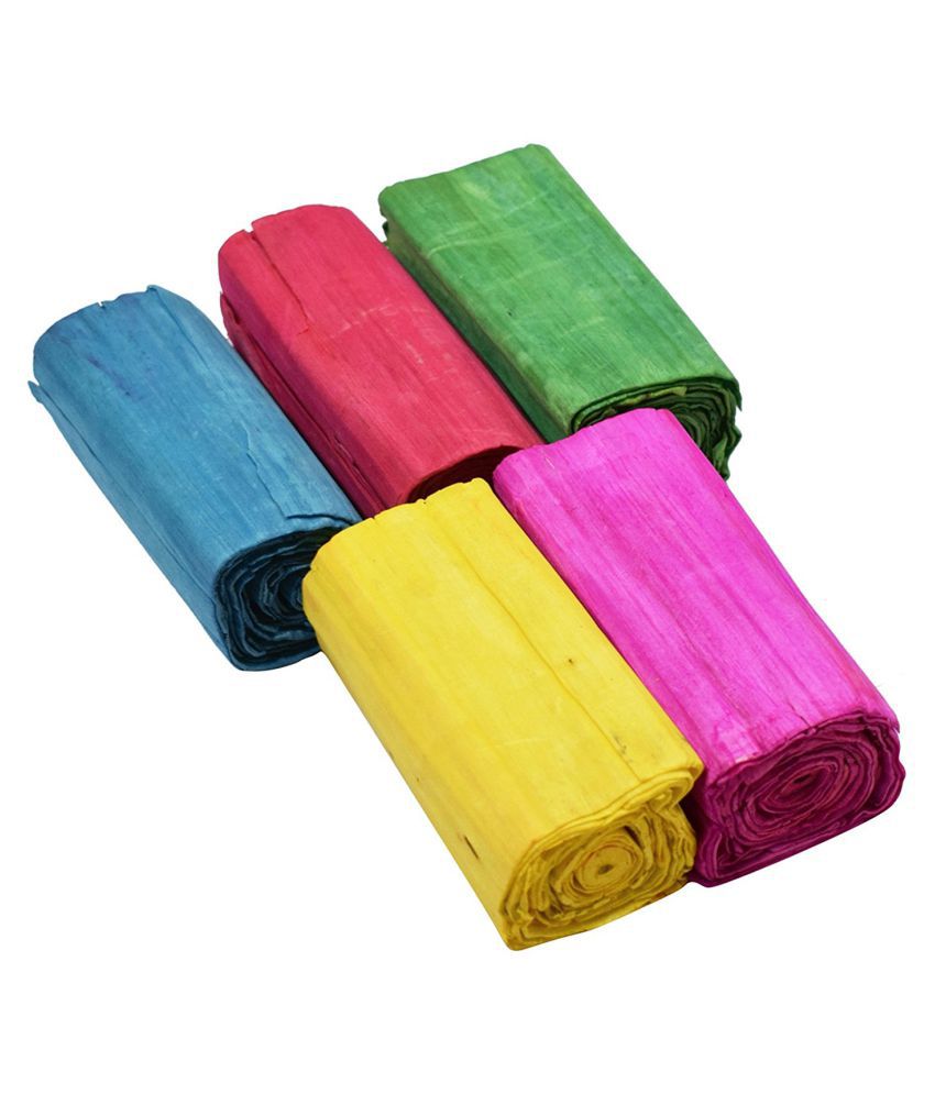 Flower making sola wood paper made from natural sola wood stick , pack of 5 multicolored rolls