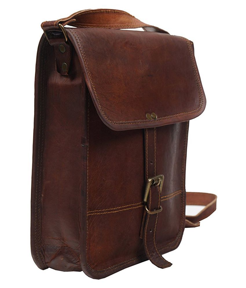 iHandikart Brown Leather Office Messenger Bag - Buy iHandikart Brown ...