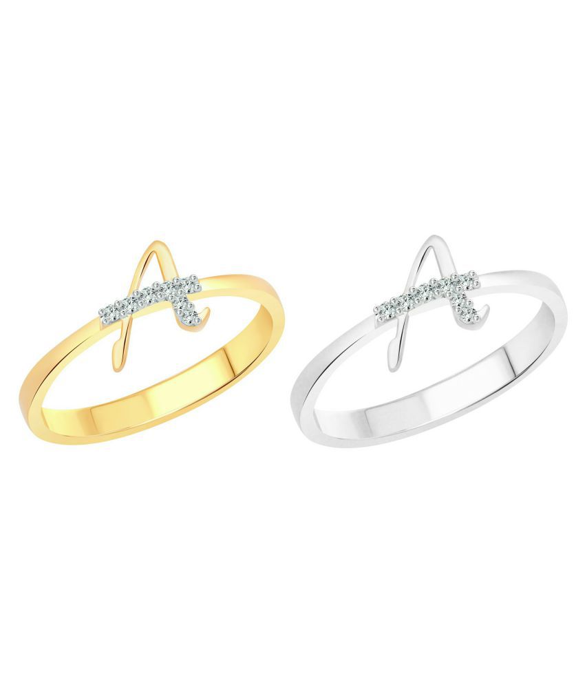     			Vighnaharta Awesome ''A'' Letter Selfie (CZ) Gold and Rhodium Plated Alloy Combo Ring Set for Women and Girls- [VFJ1178FRSLF12]