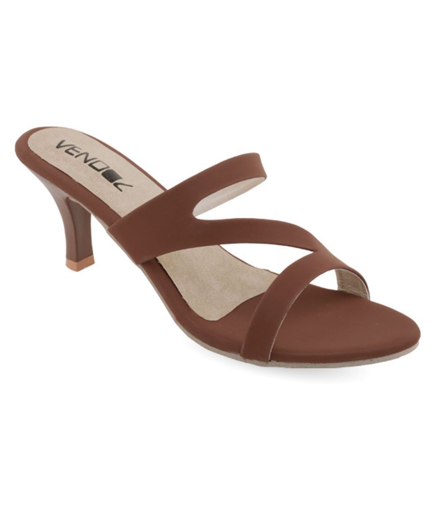 VENDOZ Brown Kitten Heels Price in India Buy VENDOZ Brown Kitten Heels