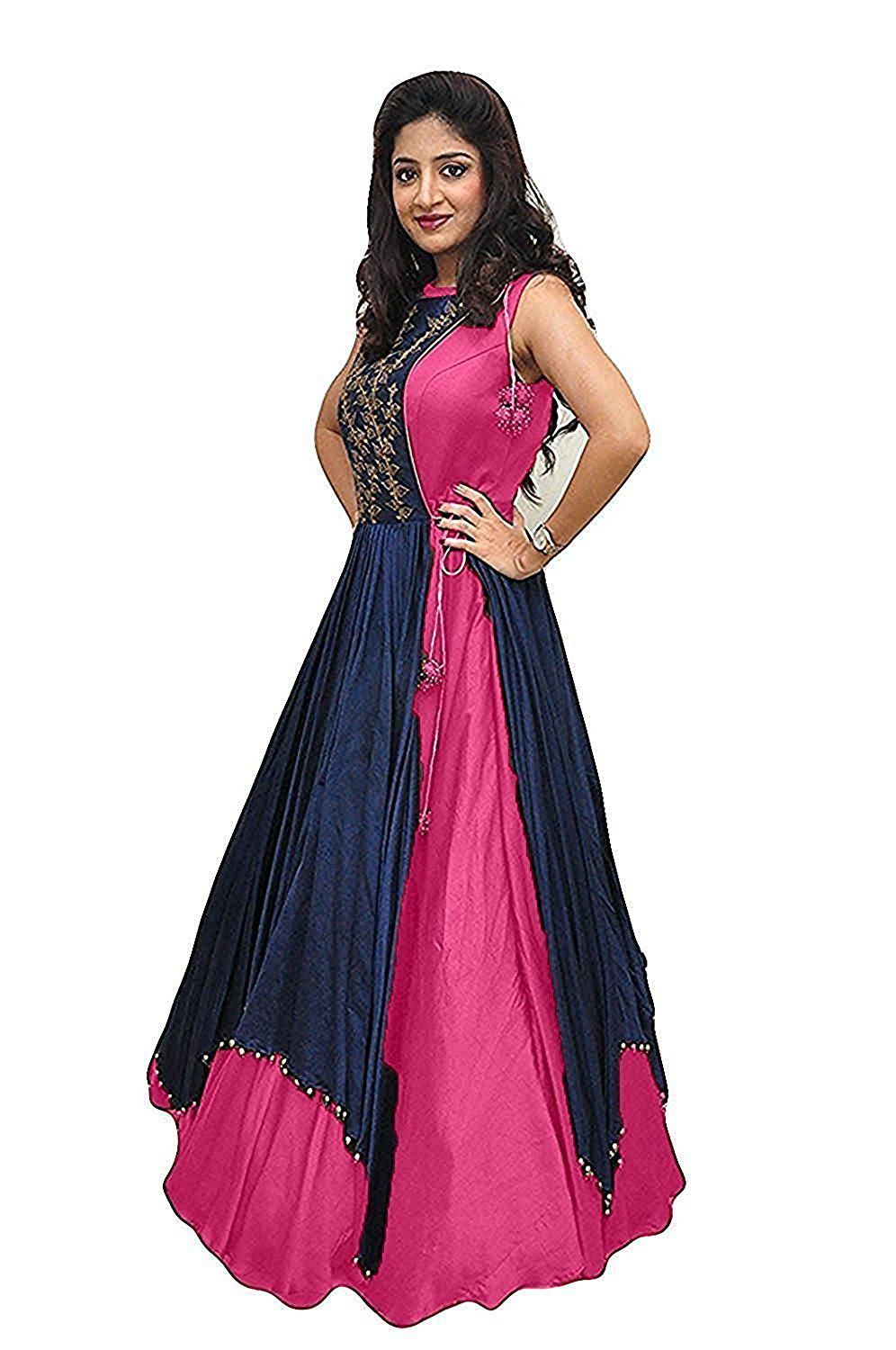 M G Enterprise Blue and Pink Bangalore Silk Dress Material Buy M G Enterprise Blue and Pink