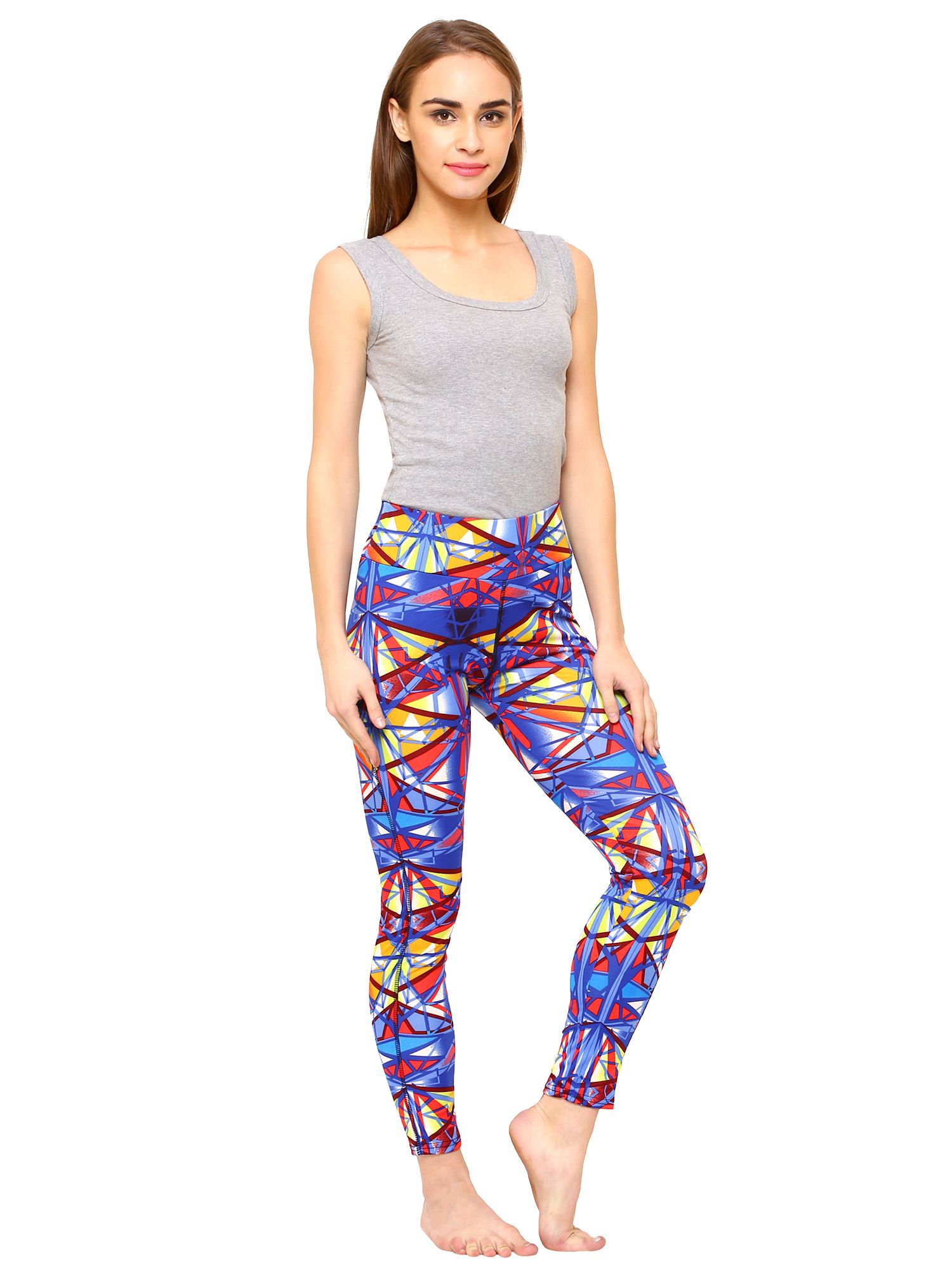 Vritraz Women's Buttery Soft Popular 3D Digital Printed Full Length Legging Blue ZigZagPink 