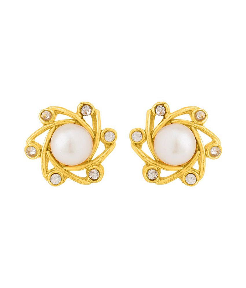 Voylla Pearl Graced Gold Plated Stud Earrings - Buy Voylla Pearl Graced ...