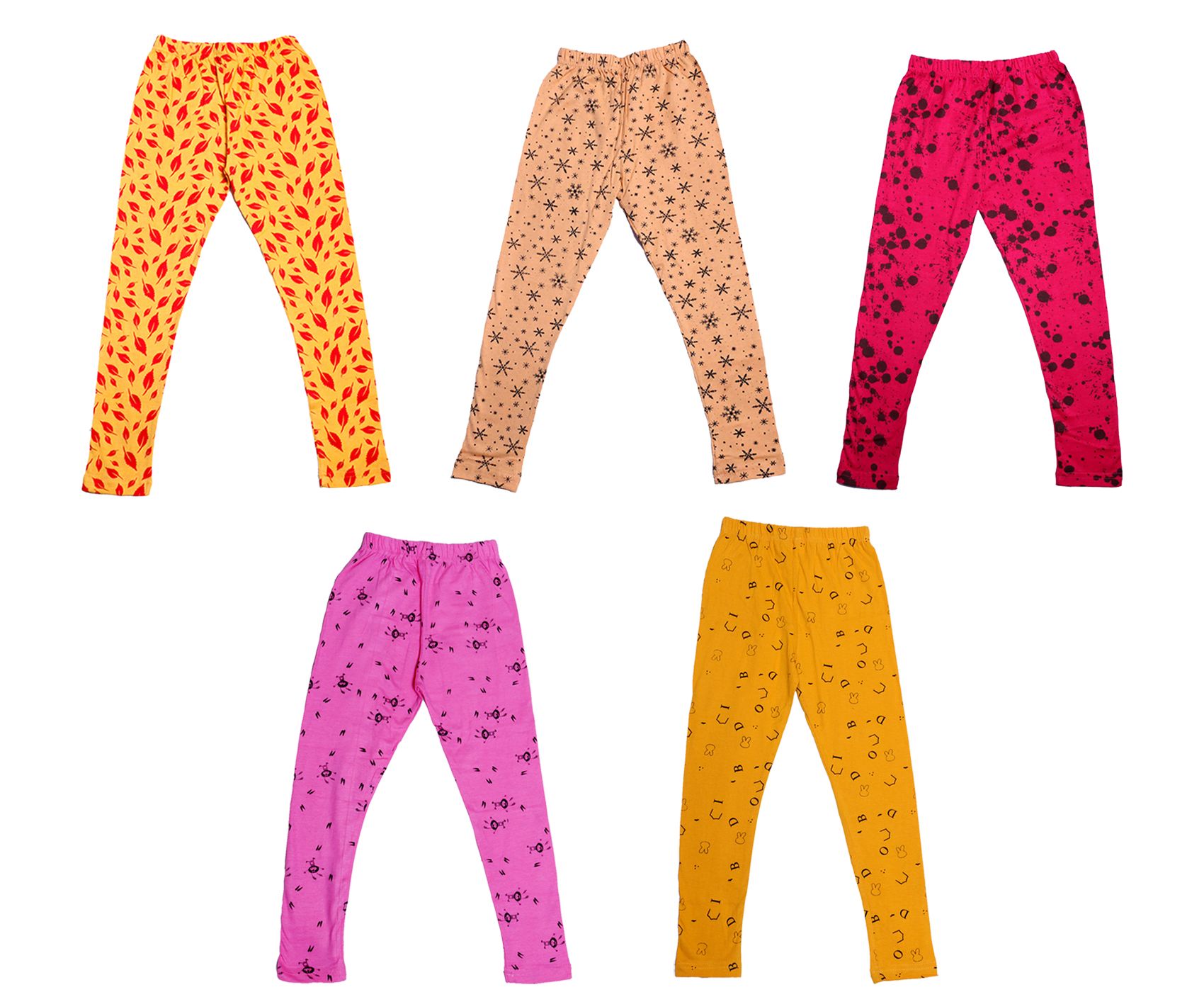 Pack Of 4 indiWeaves Girls Super Soft and Stylish Cotton Printed Legging