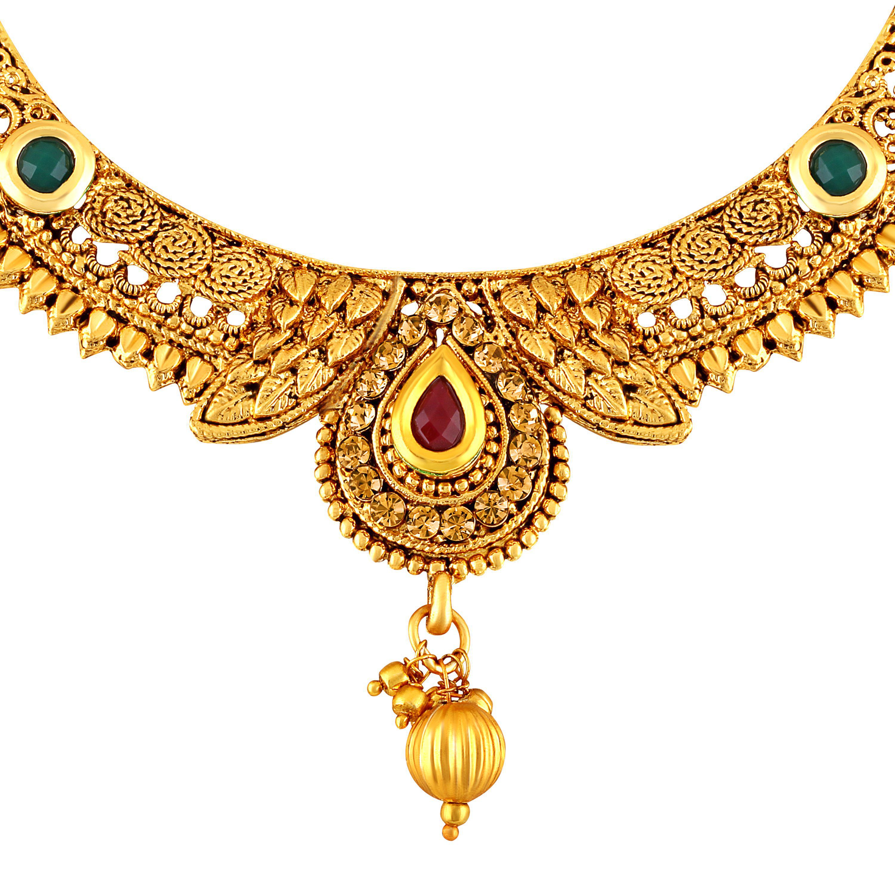 Asmitta Shimmering Jalebi Design Gold Plated Choker Style Lct Stone Necklace Set For Women Buy