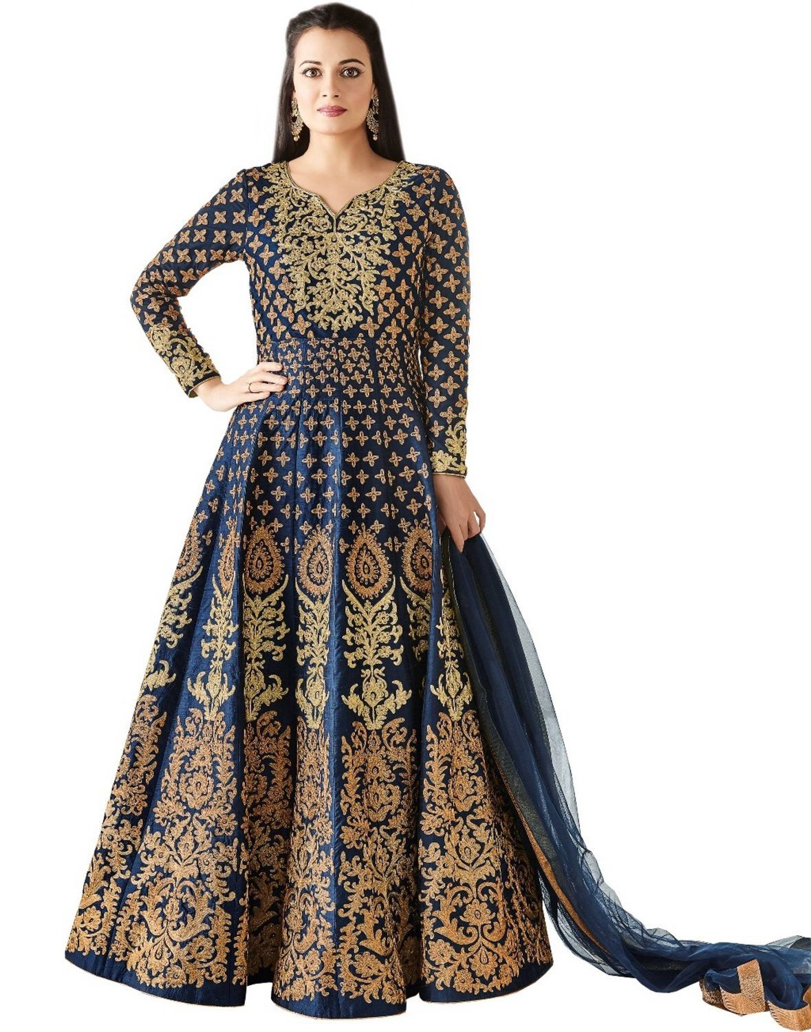 Jesti Designer Beige and Black Bangalore Silk Anarkali SemiStitched Suit Buy Jesti Designer