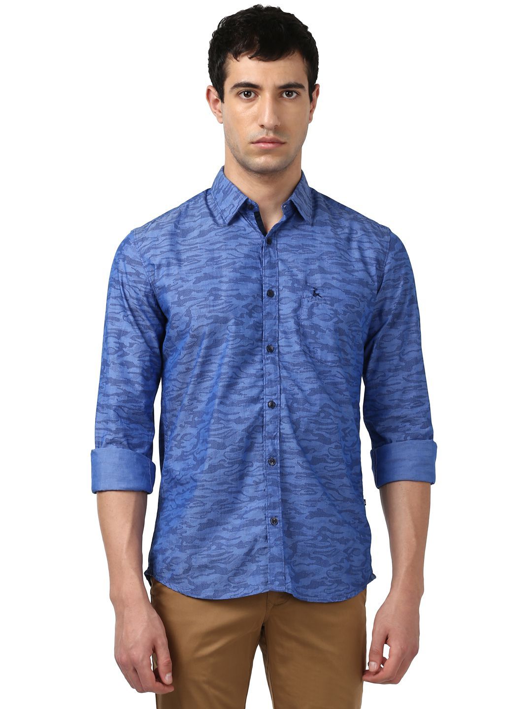 Parx Blue Slim Fit Shirt - Buy Parx Blue Slim Fit Shirt Online at Best ...