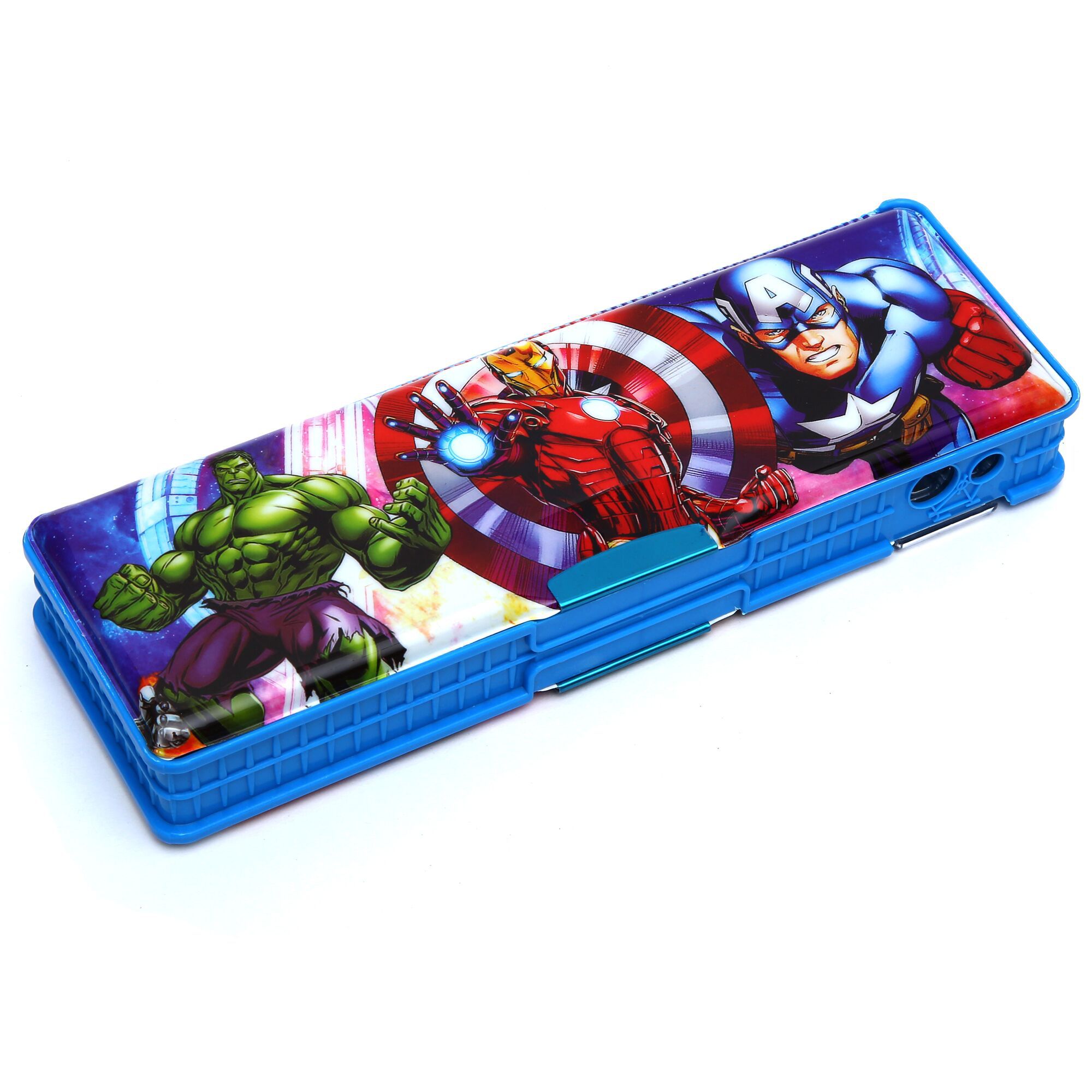     			Wimbley Big Pencil Box With two compartment with sharpener - hulk and avengers characters