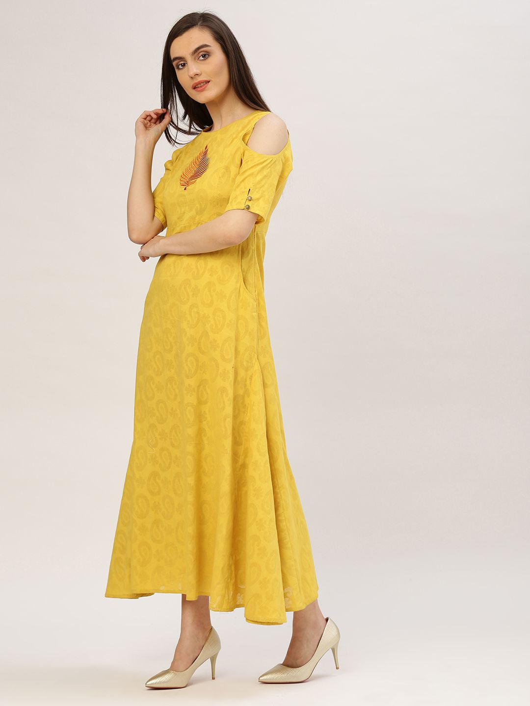 Jaipur Kurti Cotton Yellow Dresses - Buy Jaipur Kurti Cotton Yellow Dresses Online at Best 