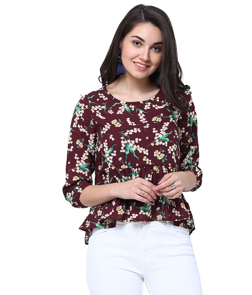 Tokyo Talkies Polyester Regular Tops - Maroon - Buy Tokyo Talkies ...