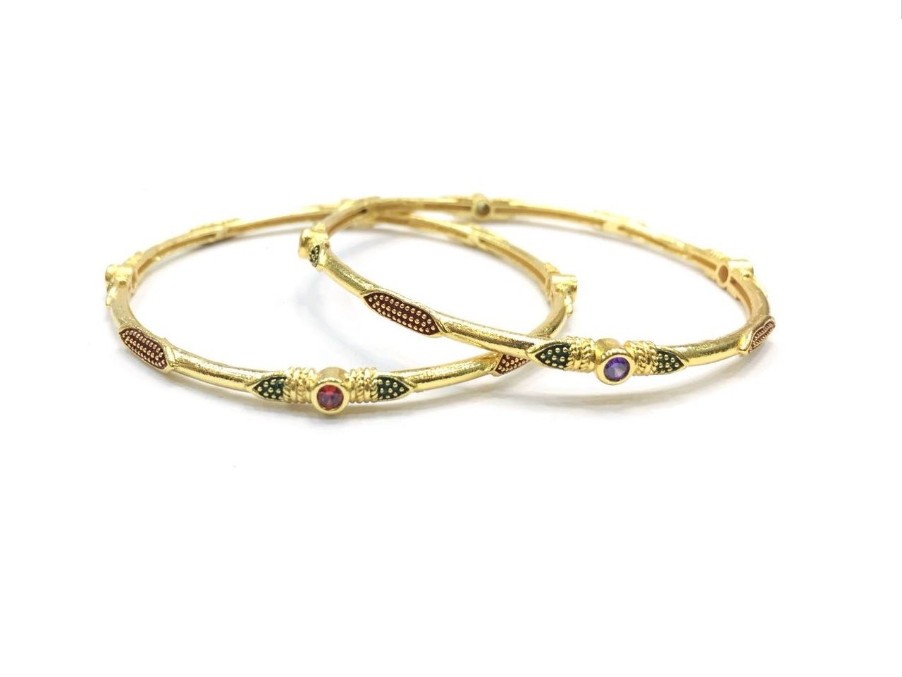 Pankh Brass Golden Bangles Set Br-027: Buy Pankh Brass Golden Bangles 