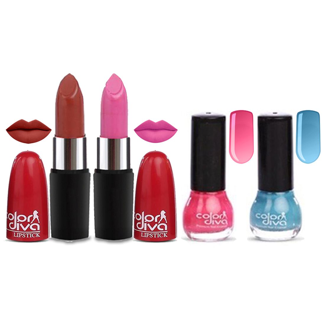     			COLOR DIVA 2 Lipstick And 2 Nail Paint Set of 4, GC540