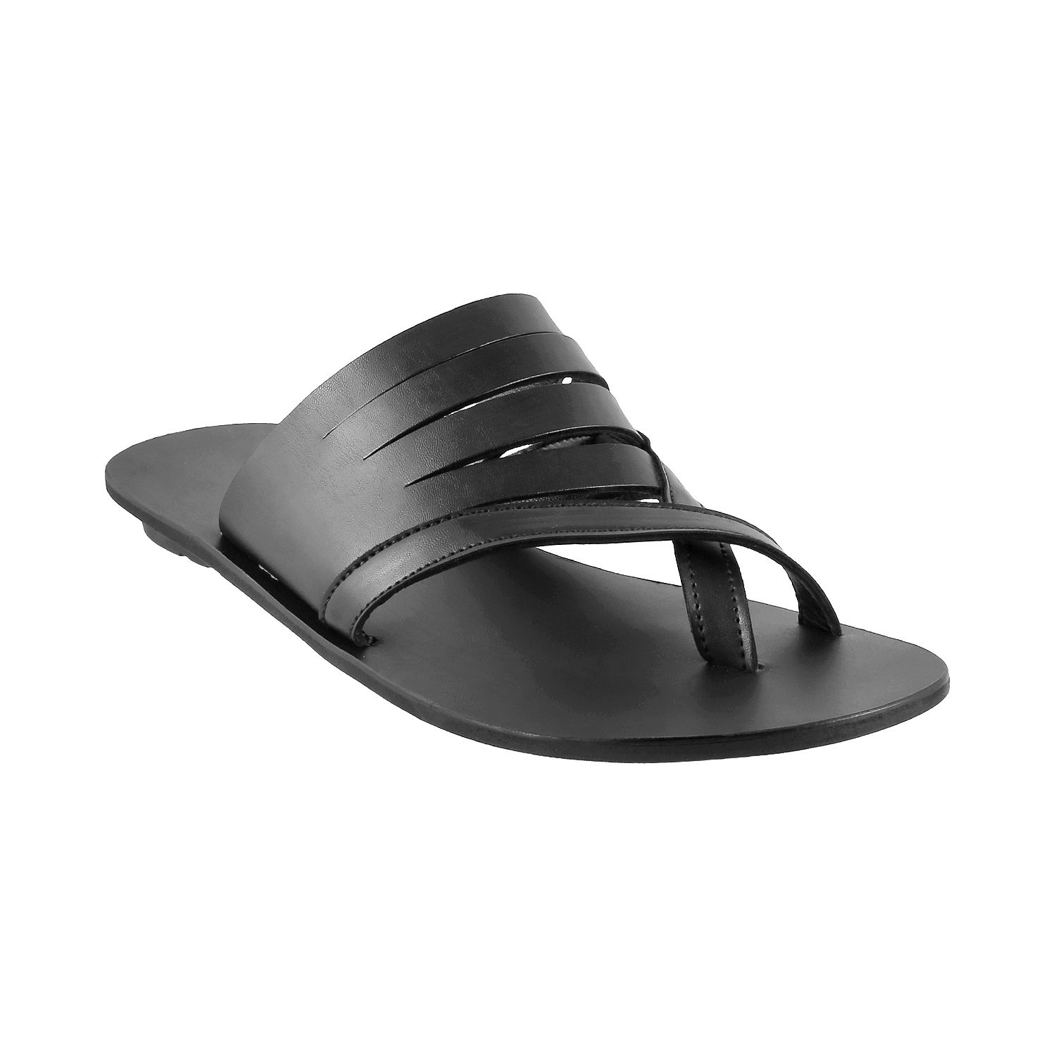 MOCHI MOCHI Men BLACK LEATHER BLACK Daily Slippers Price in India- Buy ...