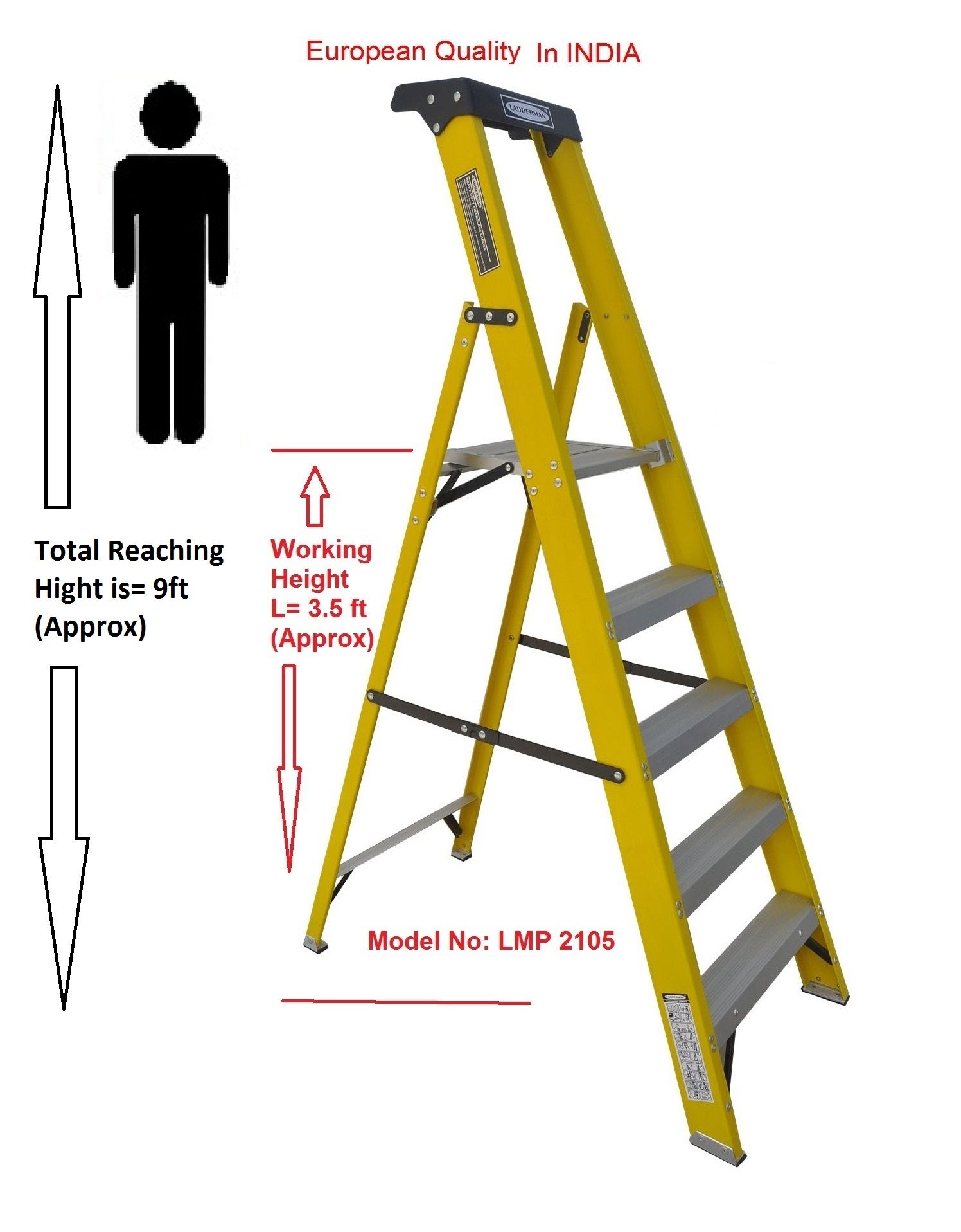 LADDERMAN 5Step Platform FRP Ladder (Self Supported Folding Type Heavy