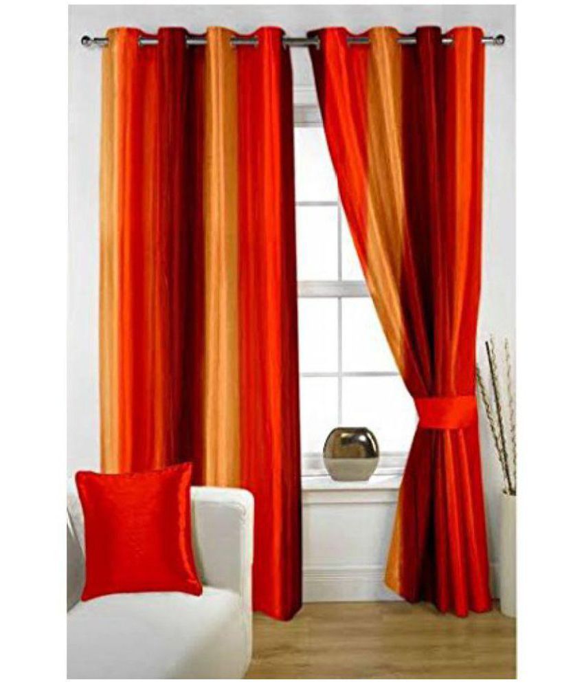     			Panipat Textile Hub Blackout Eyelet Window Curtain 5 ft Pack of 2 -Orange