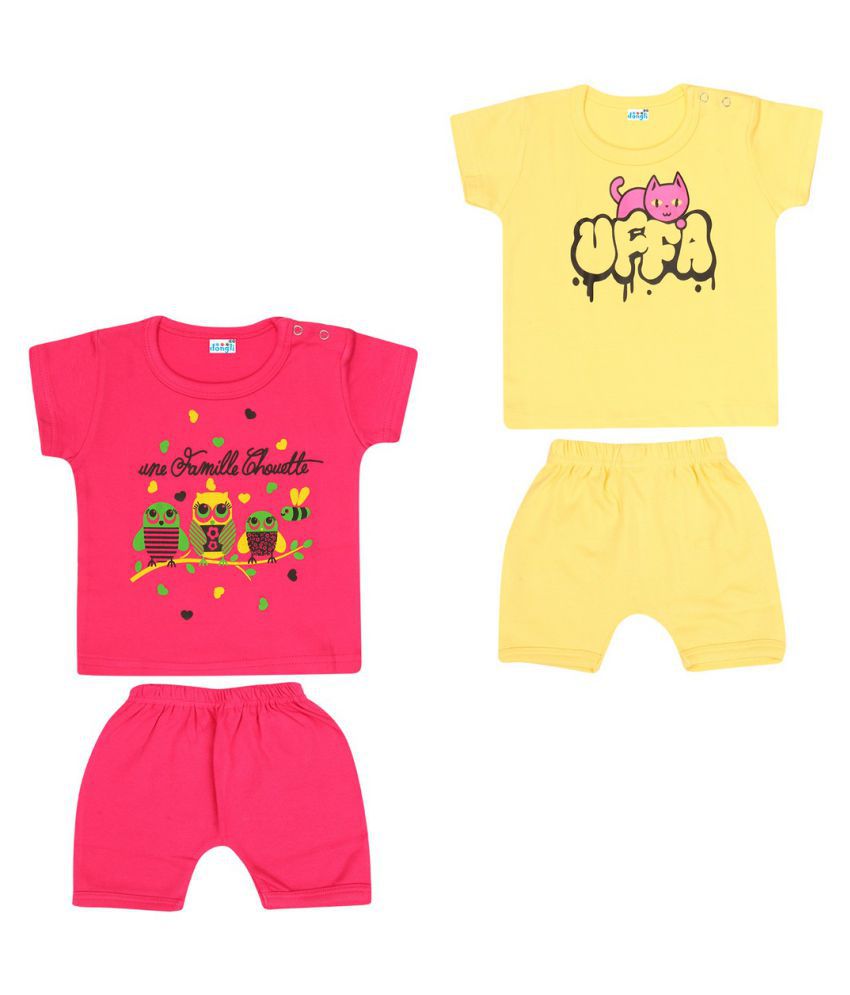     			Dongli Soft cotton Unisex Top and Shorts Set (Pack of 2)