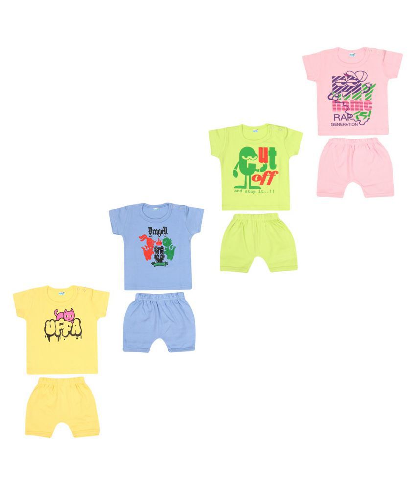     			Dongli Soft cotton Unisex Top and Shorts Set (Pack of 4)