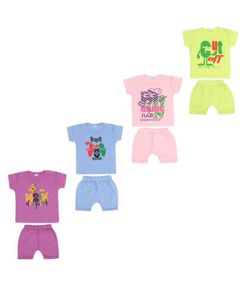     			Dongli Soft cotton Unisex Top and Shorts Set (Pack of 4)