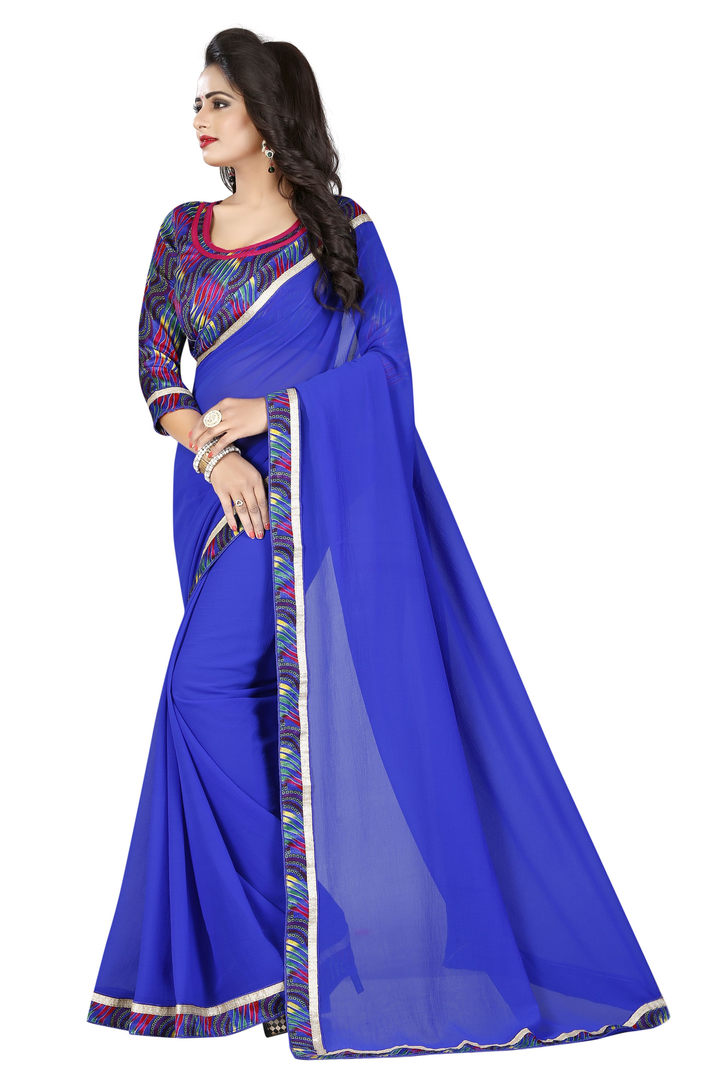 Navanya Couture Blue Chiffon Saree Buy Navanya Couture Blue Chiffon Saree Online At Low Price 