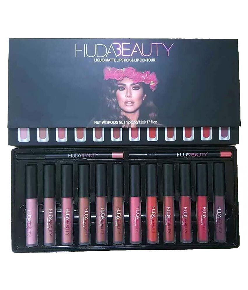 HR Huda Beauty Liquid Lipstick multi color 12 Lipsticks + 2 Lip Liners