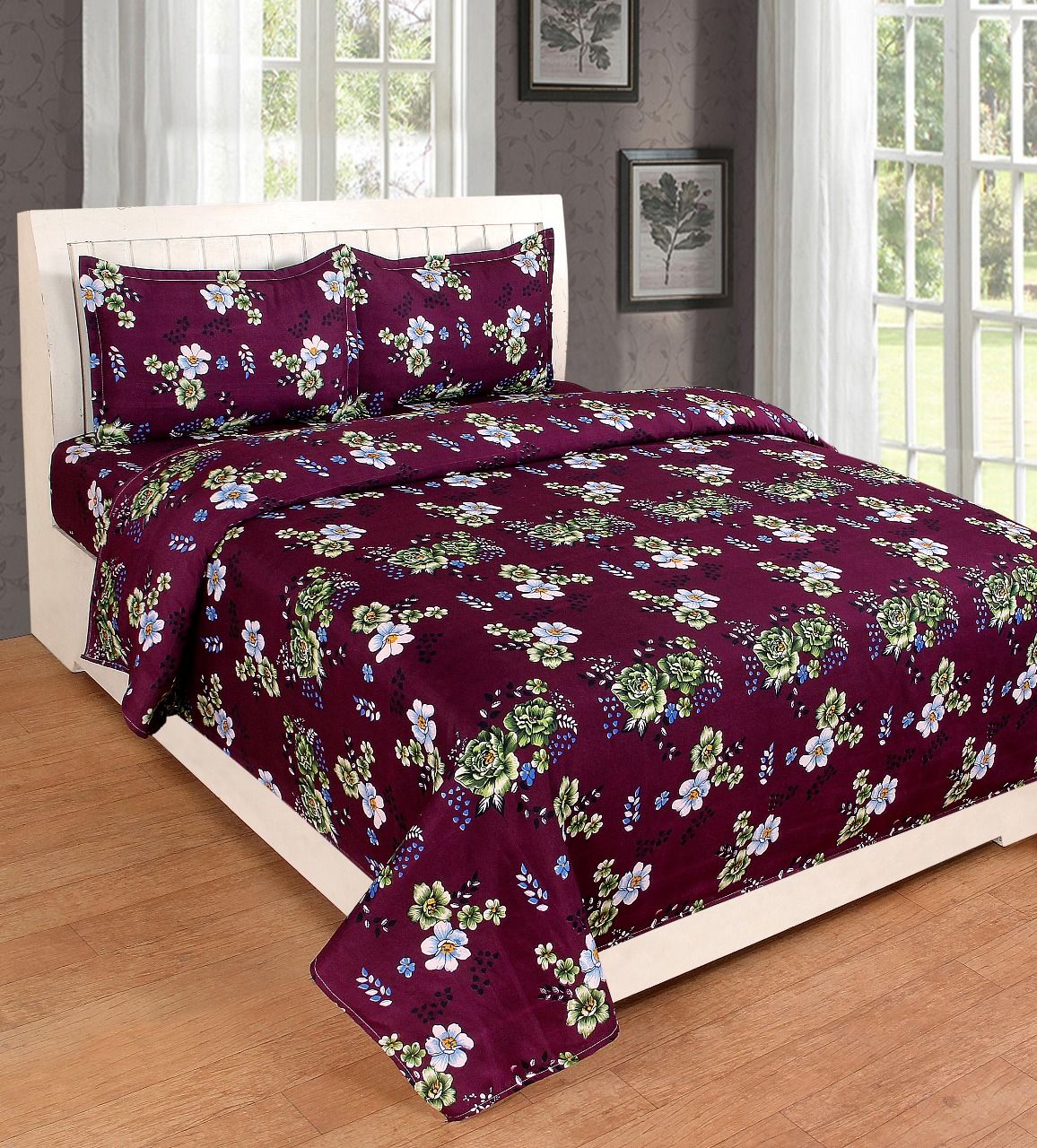 RED BEAR Cotton Double Bedsheet with 2 Pillow Covers Buy RED BEAR Cotton Double Bedsheet with