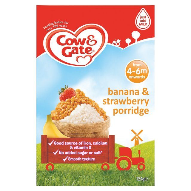 cow and gate baby food banana strawberry porridge 125g infant cow and gate baby food banana strawberry porridge 125g infant cereal for under 6 months