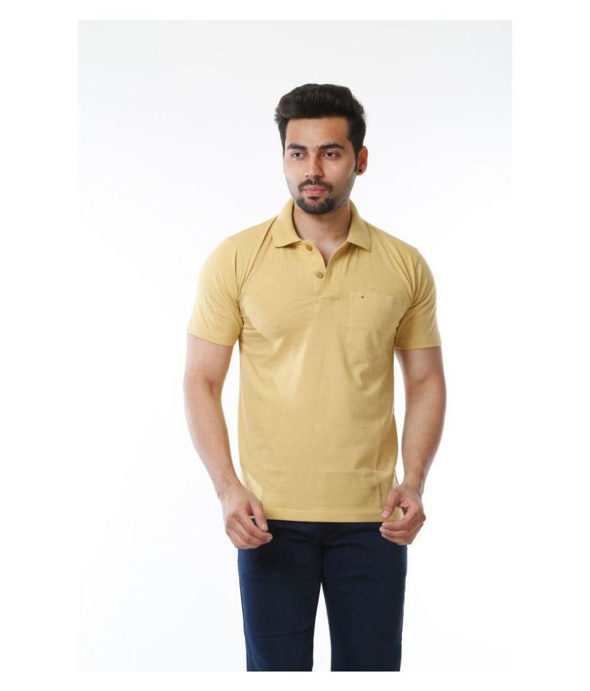     			MOUDLIN Yellow Regular Fit Polo T Shirt