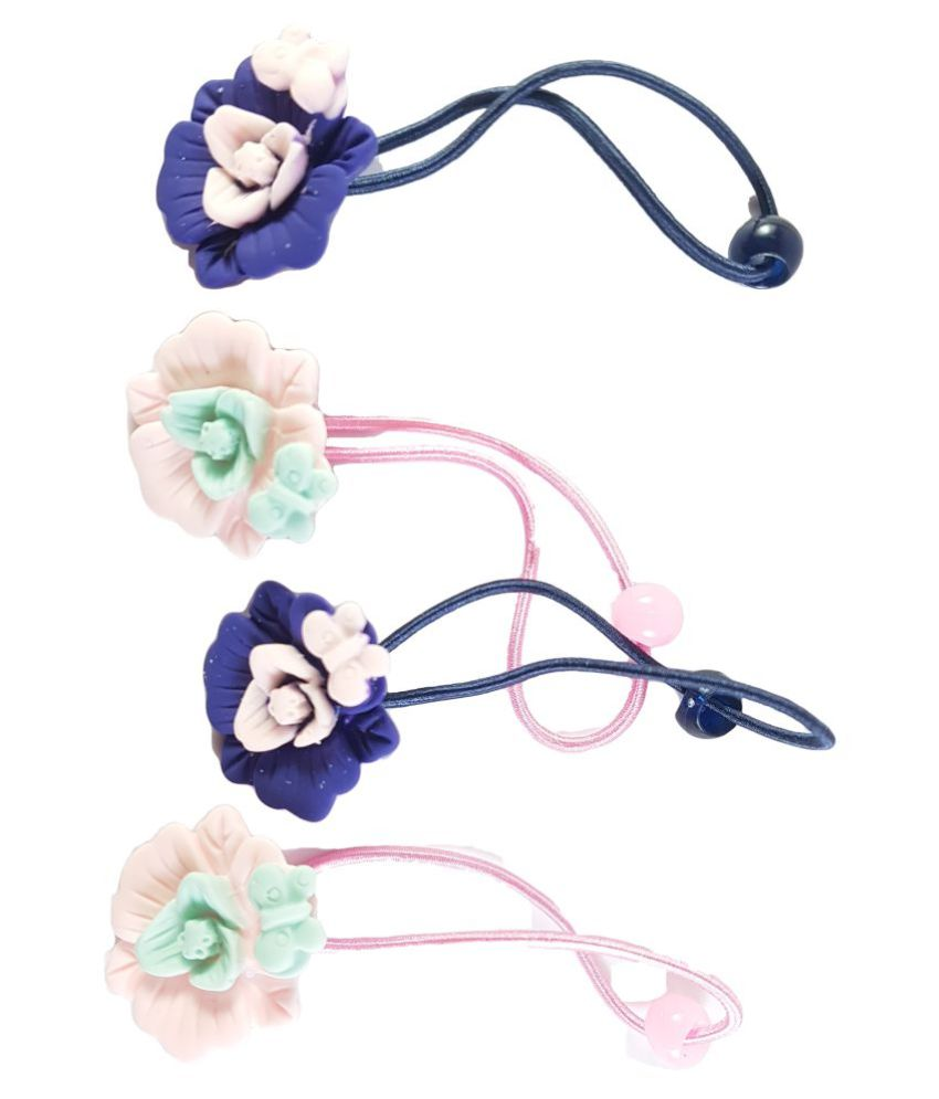 Multicolor Plastic Designer Hair Bands For Girls Set Of 4 Gb27