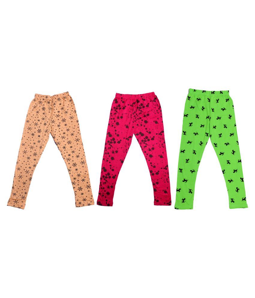 Pack Of 4 Indistar IndiWeaves Girls Super Soft and Stylish Cotton Printed Legging