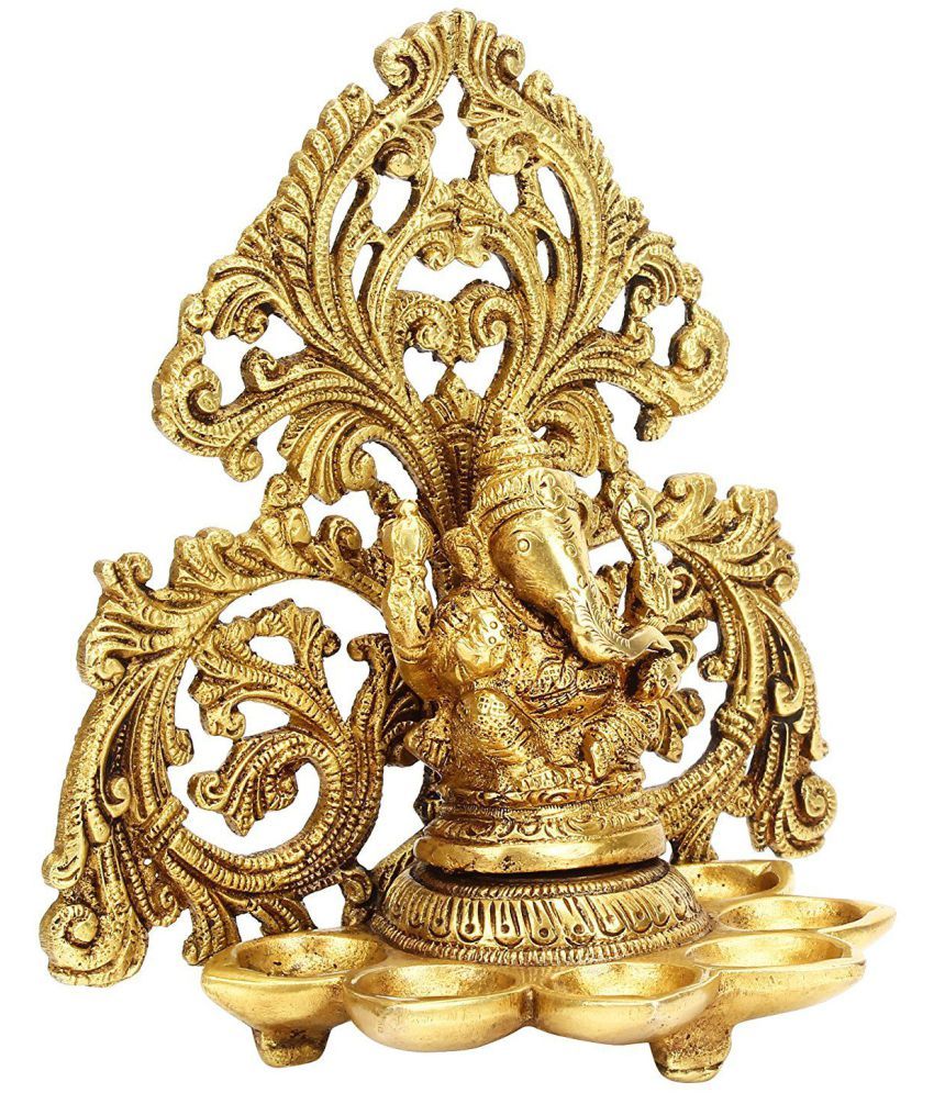 Kartique Fine Brass Ganesha Wall Hanging Diya | Ganesh Murti With 6 ...